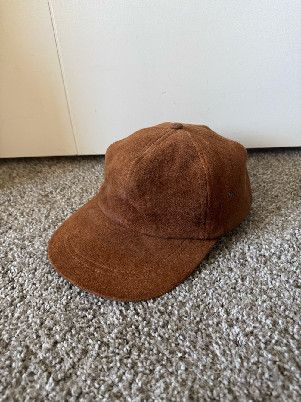 Ralph Lauren Mens Hat Vintage 1990s Brown Suede 6 Panel Cap Authentic Sz M RARE